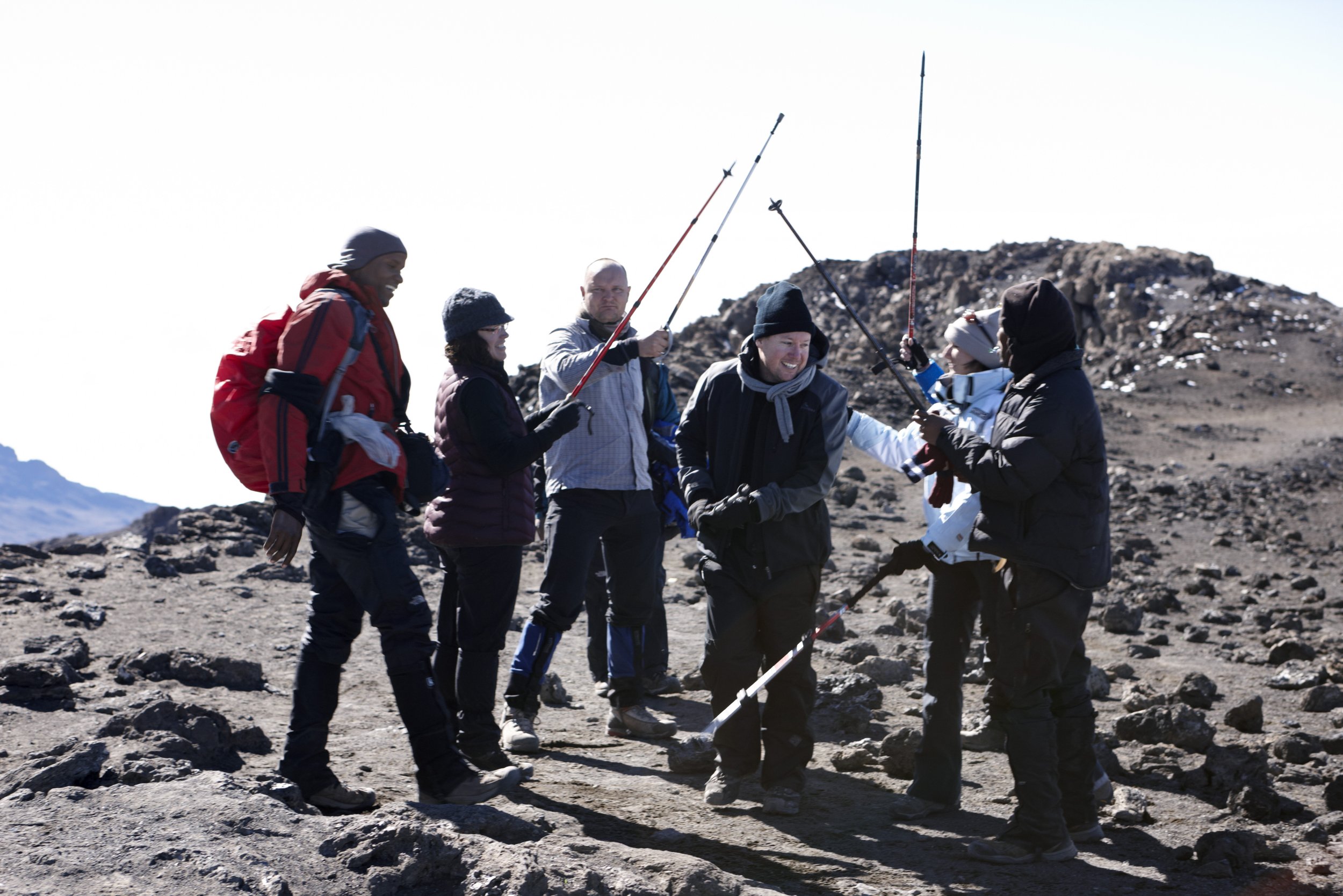 Guided group trekking to Kilimanjaro summit